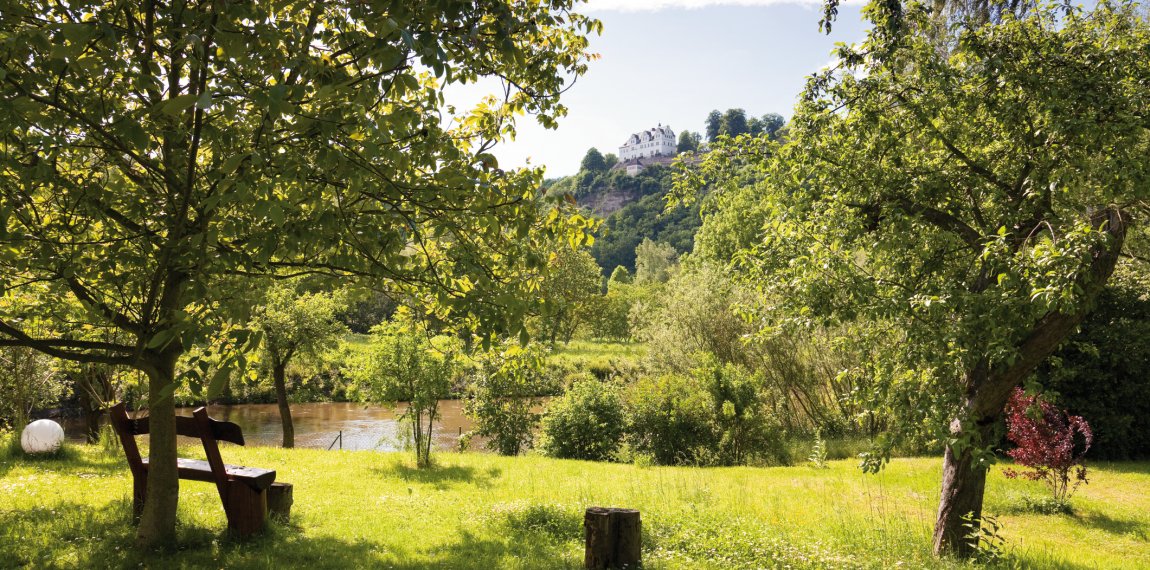 Blick auf Schloss Dornburg vom Ufer der Saale © Andre Helbig - shutterstock.com